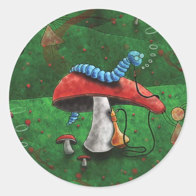 Sticker Rond Champignons magiques (Devant)