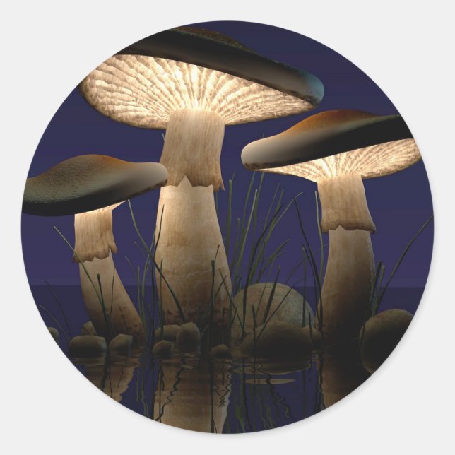 Sticker Rond Champignons par J. Matthew Root (Devant)