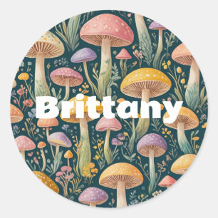 Sticker Rond Champignons Pastel Fairytale Enchantés