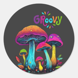 Sticker Rond Champignons psychédéliques super colorés