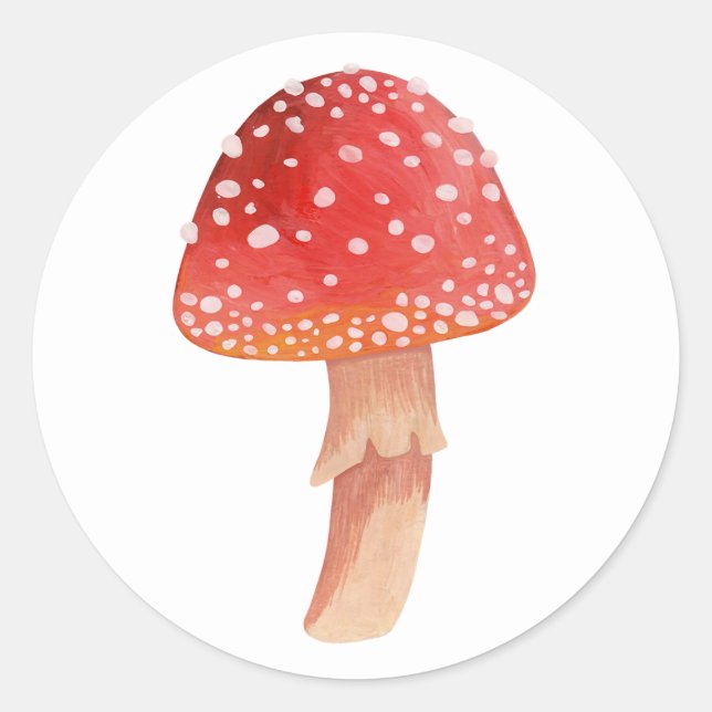 Sticker Rond Champignons rouges poilus. La forêt s'agite. Amani (Devant)