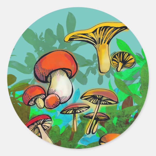 Sticker Rond Champignons sauvages (Devant)