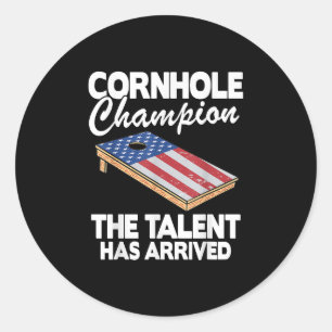 Sticker Rond Champion American Flag Board Funny Cornhole
