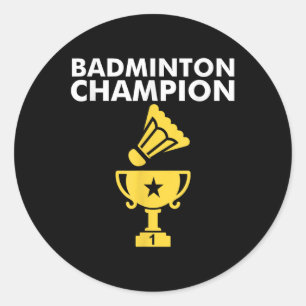 Sticker Rond Champion de Badminton Birdie