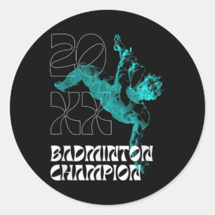 Sticker Rond Champion de badminton Raquette Tournoi de volant G