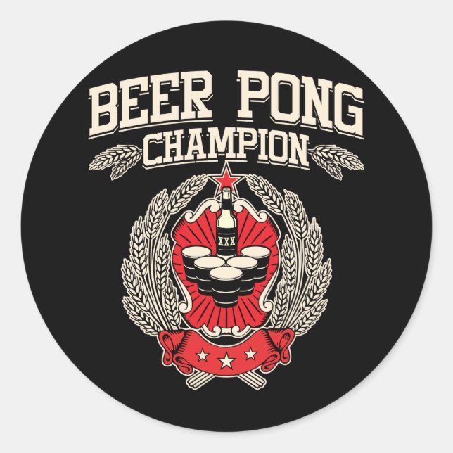 Sticker Rond Champion de Beer Pong (Devant)