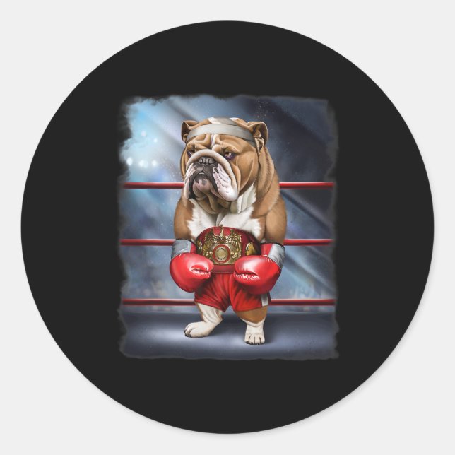 Sticker Rond Champion de boxe anglais Bulldog Fighter (Devant)
