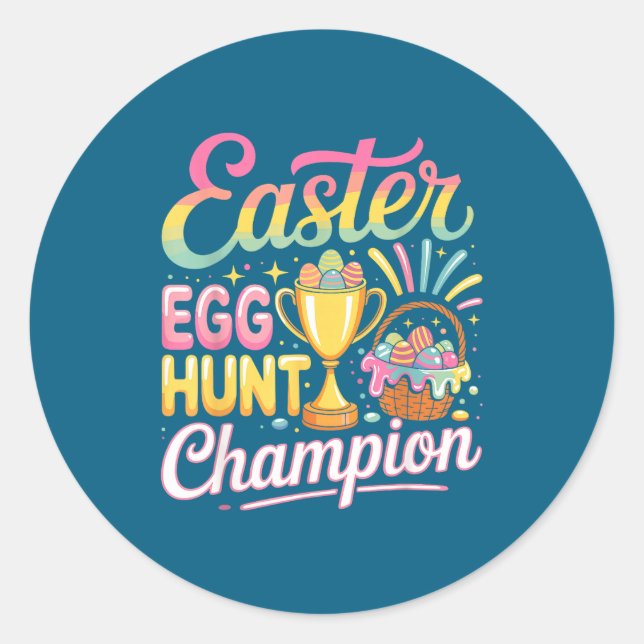 Sticker Rond Champion de la chasse aux œufs de Pâques (Devant)
