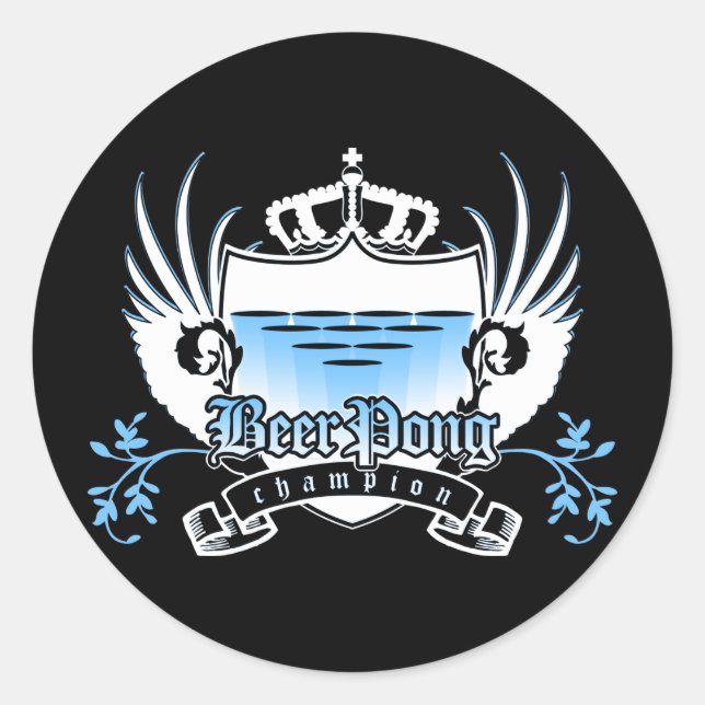 Sticker Rond champion de pong de bière royal crest (Devant)