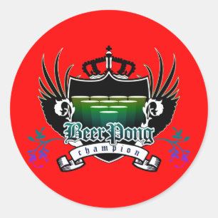 Sticker Rond champion de pong de bière royal crest