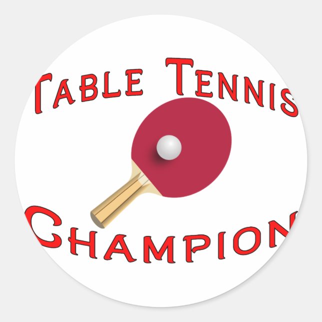 Sticker Rond Champion de tennis de table (Devant)