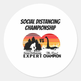 Sticker Rond Championnat de Distances Sociales - Yeti Vs Nessi