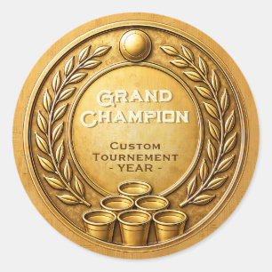 Sticker Rond Championnat du Tournoi de Beer Pong Médaille d'Or