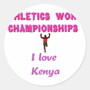 Sticker Rond Championnats du monde d'athlétisme Kenya Runner :
