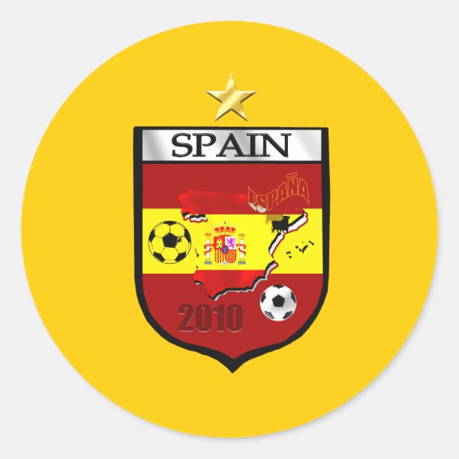Sticker Rond Champions du monde d'Espagne 1 étoile badge emblèm (Devant)