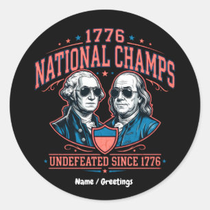 Sticker Rond Champions nationaux de 1776 Graphique vintage inva