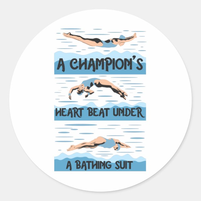 Sticker Rond Champions Swimmer - maillot de bain (Devant)