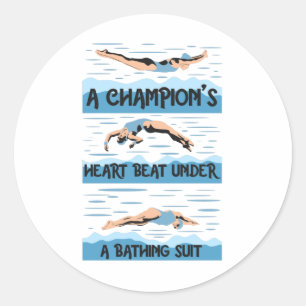 Sticker Rond Champions Swimmer - maillot de bain