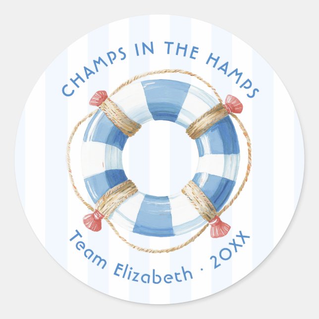 Sticker Rond Champs dans le week-end de célibataire côtier de H (Devant)
