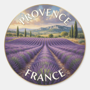 Sticker Rond Champs de Lavande de Provence France Paysage