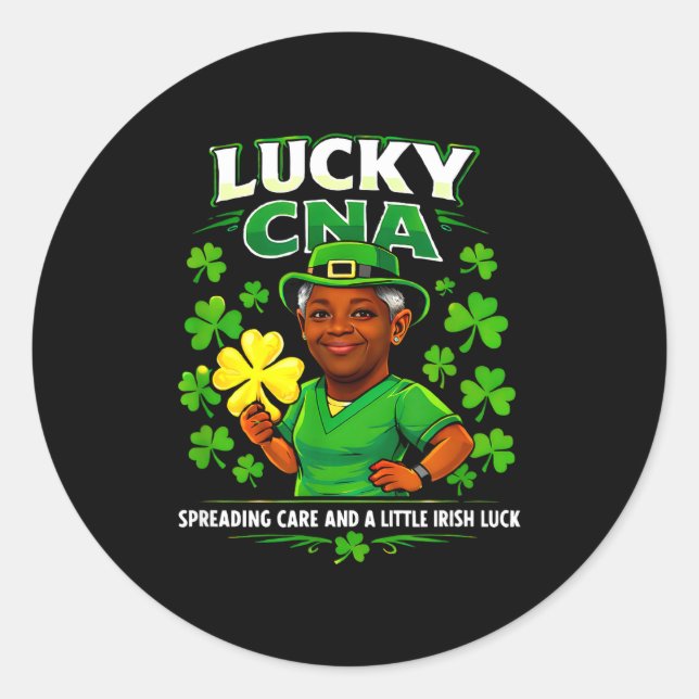 Sticker Rond Chanceux cna saint patrick infirmière fierté irlan (Devant)