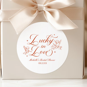 Sticker Rond Chanceux en amour Cupid Vintage Shower de mariage