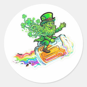 Sticker Rond Chanceux en amour : le manège du lutin psychédéliq