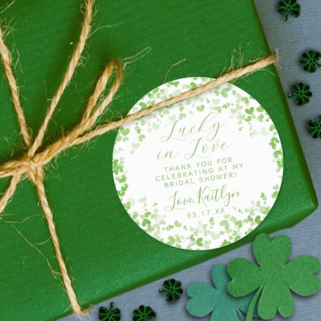 Sticker Rond Chanceux en amour Saint-Patrick Shower de mariage (Créateur téléchargé)