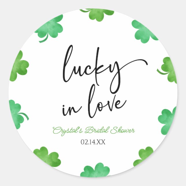 Sticker Rond Chanceux en amour Shamrock Trèfles trèfle Mariage (Devant)