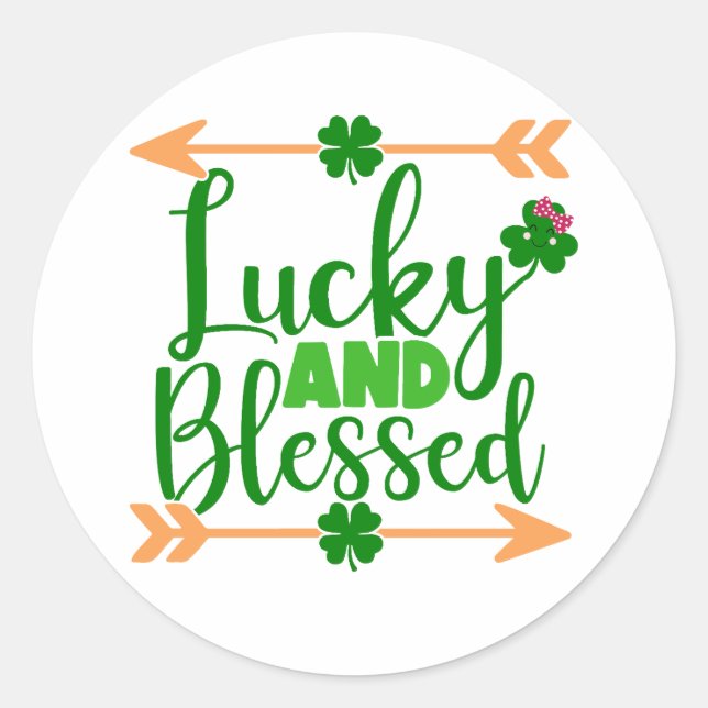 Sticker Rond 🍀 chanceux et bénis ✨ (Devant)
