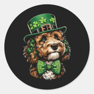 Sticker Rond Chanceux Golden Doodle Chien Enfants Hommes Femmes