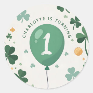 Sticker Rond Chanceux premier anniversaire Saint-Patrick Trèfle