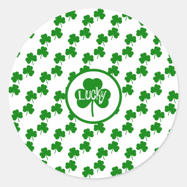 Sticker Rond Chanceux trèfle Saint Patrick's (Devant)