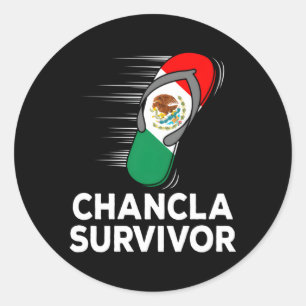 Sticker Rond Chancla Survivor Mexique Drapeau Mexicain Plaisant