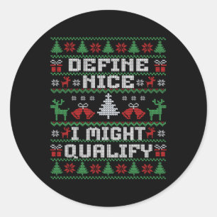 Sticker Rond Chandail moche de Noël amusant - Définir Nice