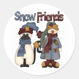 Sticker Rond Chandails et cadeaux d'amis de la neige