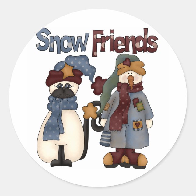 Sticker Rond Chandails et cadeaux d'amis de la neige (Devant)
