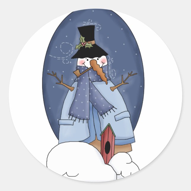 Sticker Rond Chandails et cadeaux Snowman Blue (Devant)