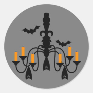 Sticker Rond Chandelier d'Halloween et chauves-souris