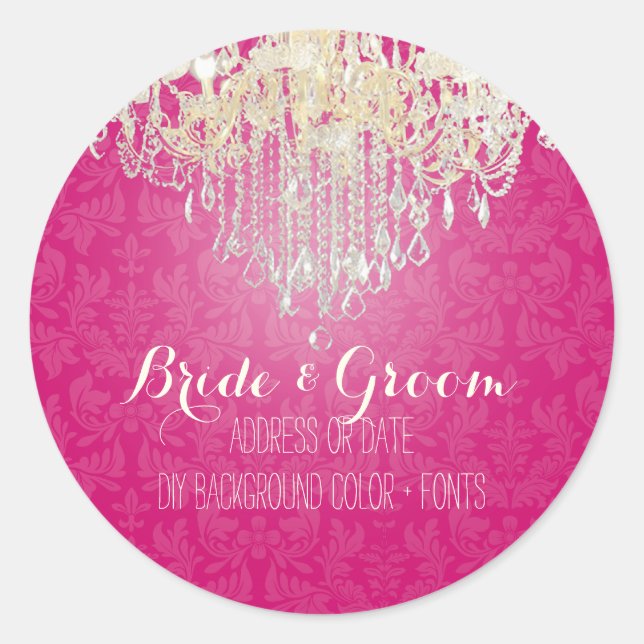 Sticker Rond Chandelier en cristal PixDezines/damas baroque (Devant)