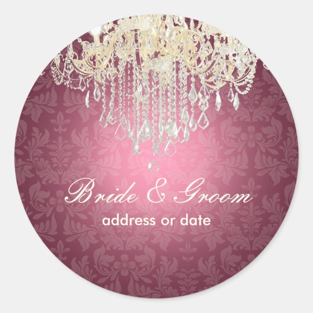 Sticker Rond Chandelier en cristal PixDezines/damas baroque (Devant)