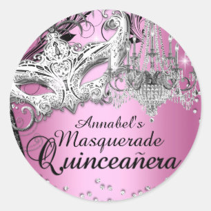 Sticker Rond Chandelier Masquerade Quinceanera rose