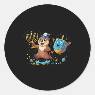 Sticker Rond Chandelier Menorah Hanukkah Enfant Femme Otter Drô