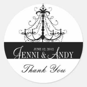 Sticker Rond Chandelier noir blanc Merci Mariage Sickers