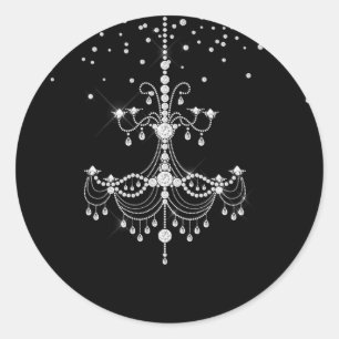 Sticker Rond Chandelier Parties scintillant Diamant Argent Doux