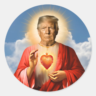 Sticker Rond Chandelle de prière amusante Saint Trump