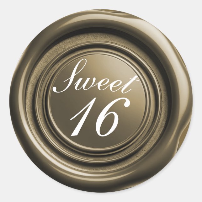 Sticker Rond Chandelle d'or Wax Seal Drip Sweet 16 Mariage (Devant)