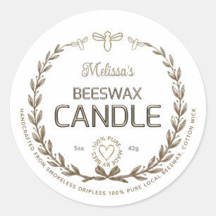 Sticker Rond Chandelle en cire d'abeille artisanale Vintage cou