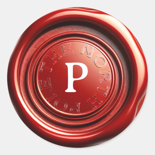Sticker Rond Chandelle Rouge Sceau de cire Glace claire "Le pôl (Devant)