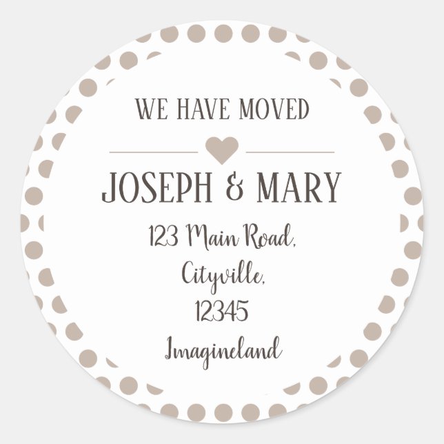 Sticker Rond Changement d'adresse pois série s classique (Devant)